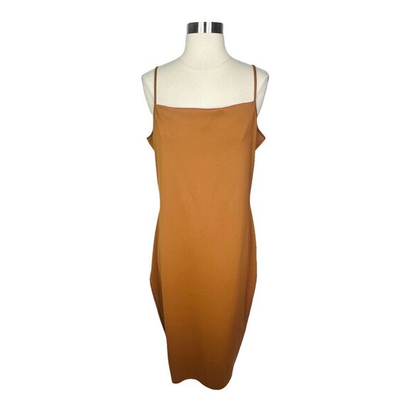 Good American Spaghetti Scuba Midi Dress - Size 4 (XL) - Rust - Style No GDK0071 - Picture 2 of 7